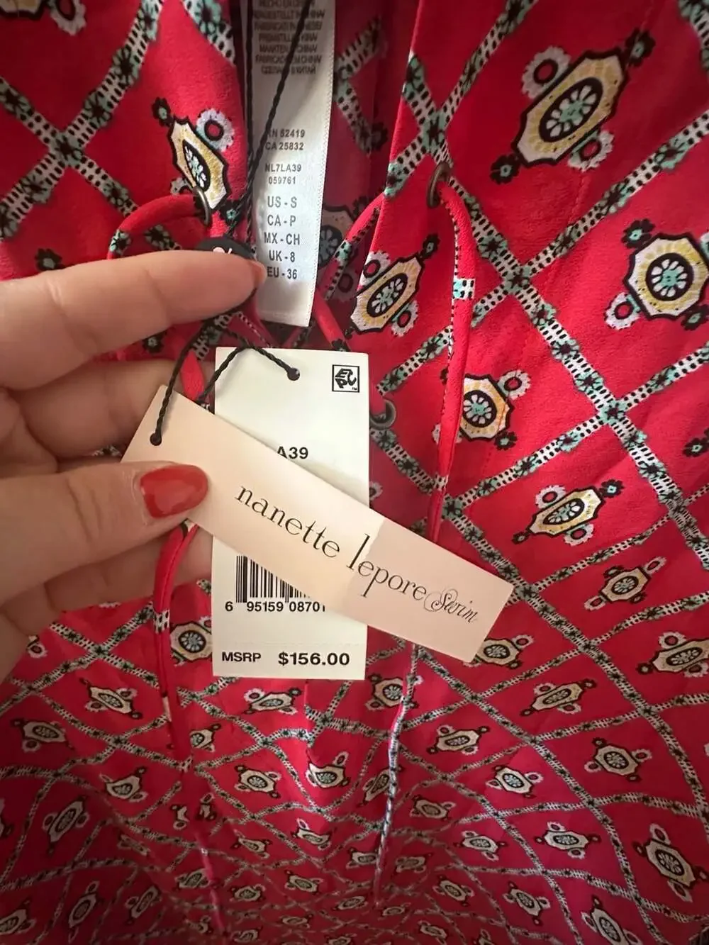 Nanette Lepore Red Batik Swim Cover Up